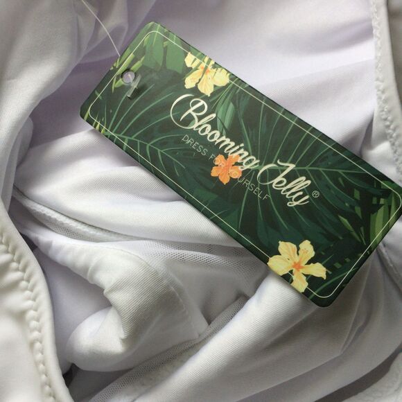 NEW Blooming Jelly One Shoulder White Swimsuit XL Mesh Insert NWT - Picture 5 of 6